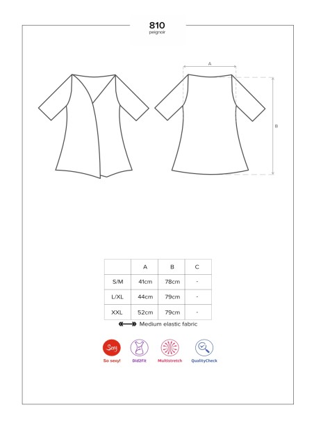 Obsessive Lingerie elegante vestaglia nera con scollatura collezione 810