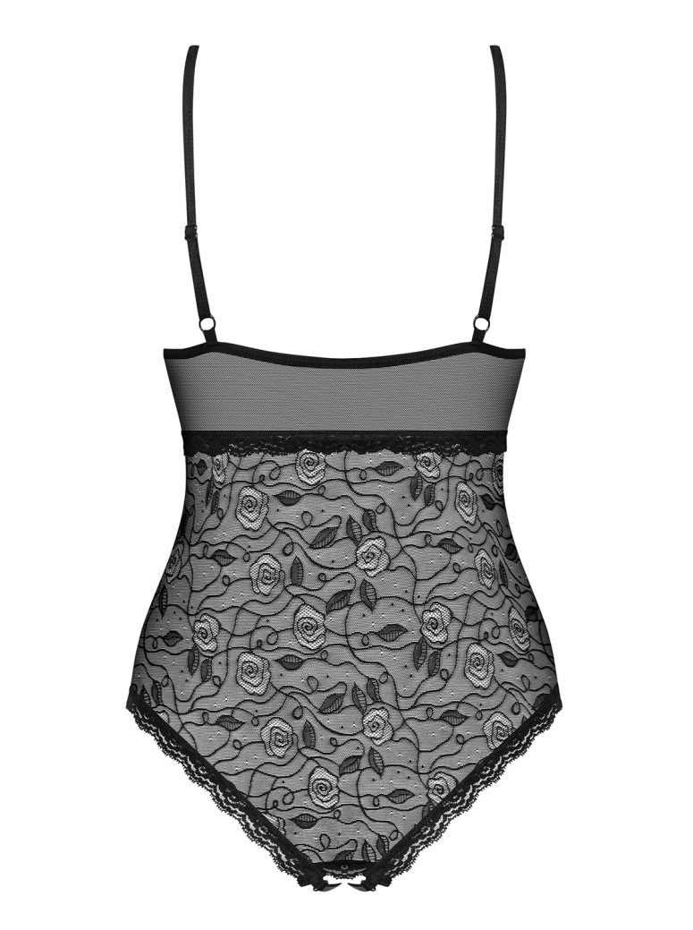 Obsessive sexy body aperto in tulle trasparente decorato collezione 818