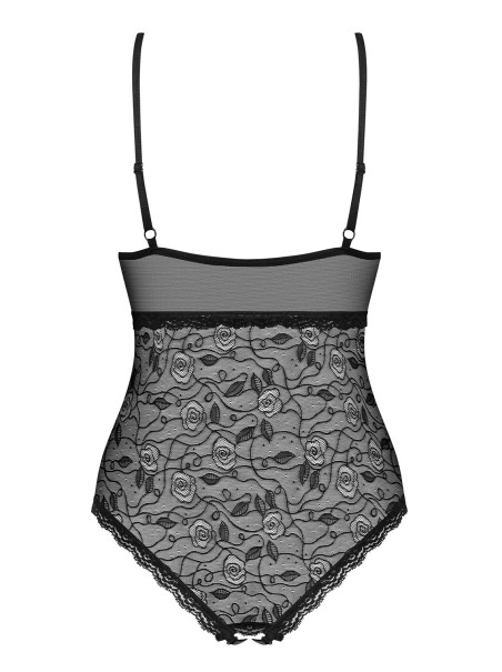 Obsessive sexy body aperto in tulle trasparente decorato collezione 818