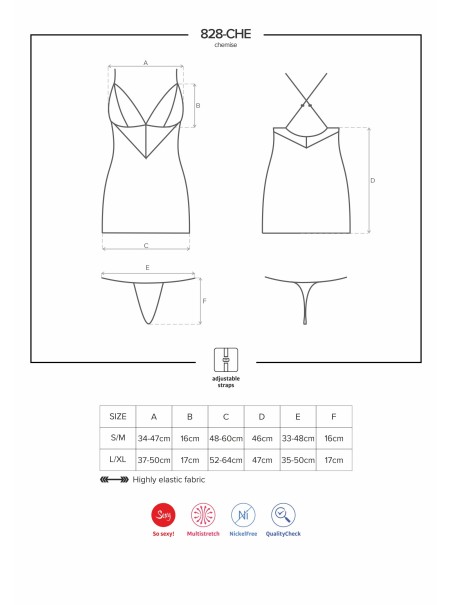 Obsessive Lingerie chemise nera con perizoma collezione 828