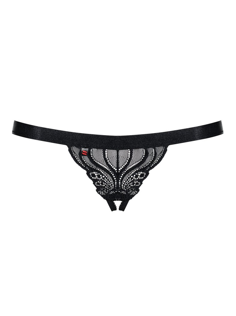 Obsessive Lingerie sexy perizoma in pizzo nero aperto all'inguine 828