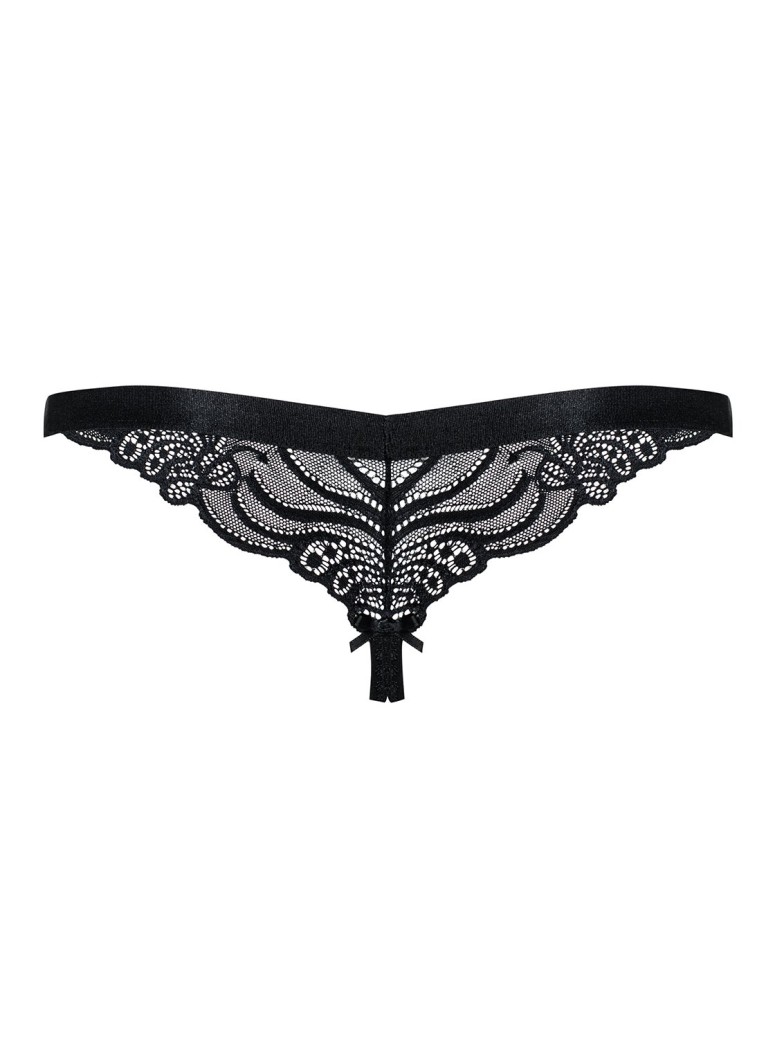 Obsessive Lingerie sexy perizoma in pizzo nero aperto all'inguine 828
