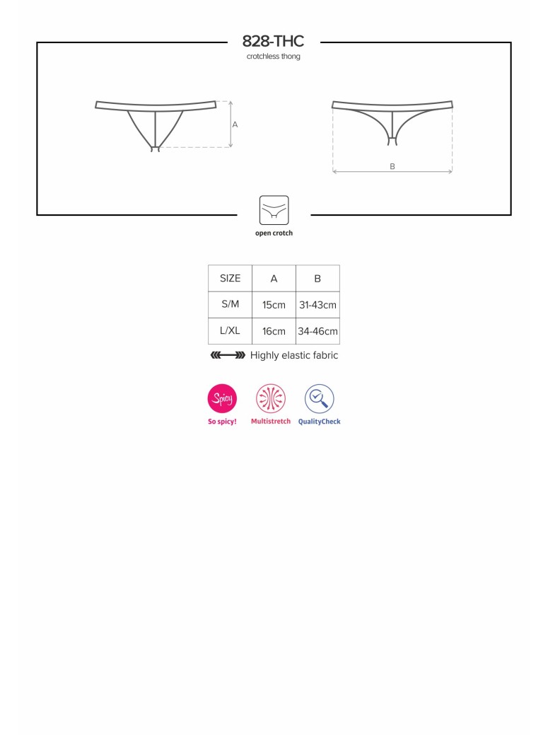 Obsessive Lingerie sexy perizoma in pizzo nero aperto all'inguine 828