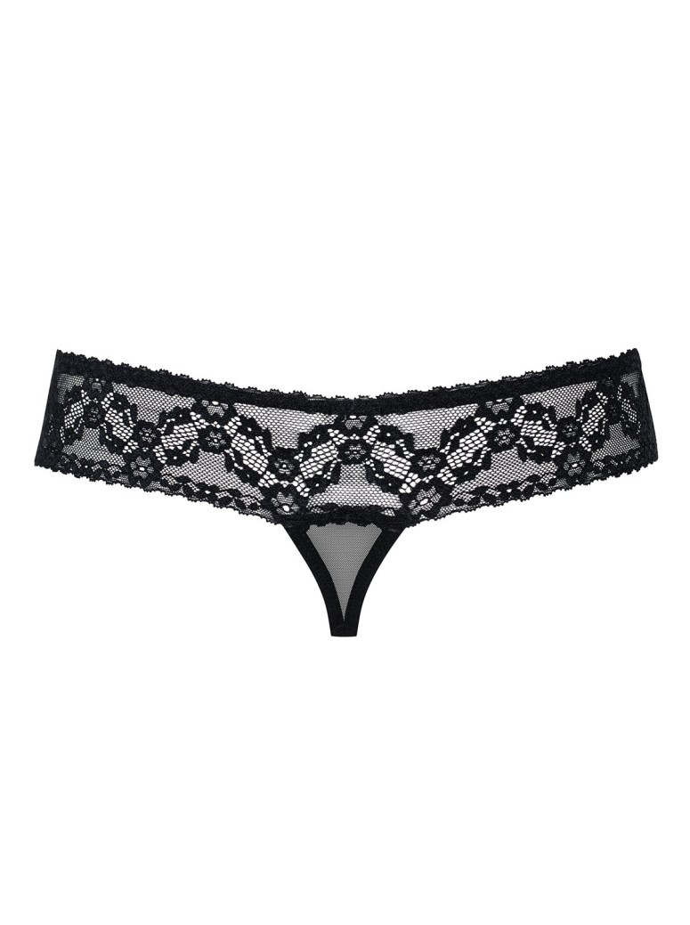 Obsessive Lingerie provocante perizoma aperto in tulle e pizzo nero 837
