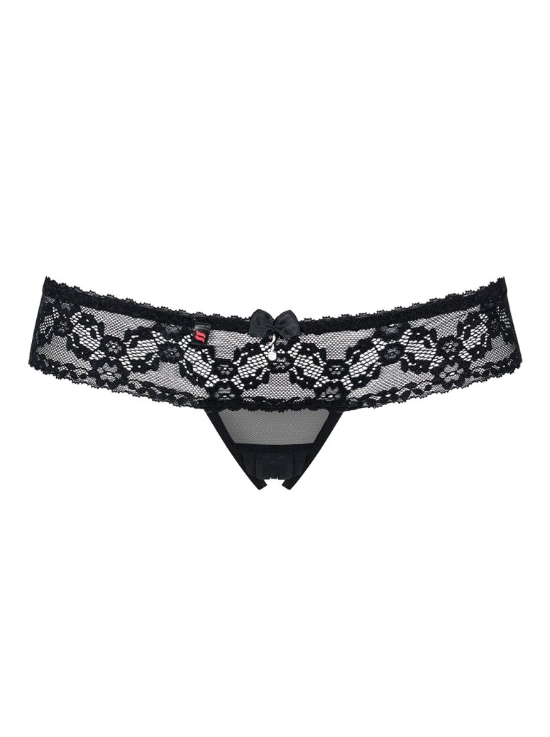 Obsessive Lingerie provocante perizoma aperto in tulle e pizzo nero 837