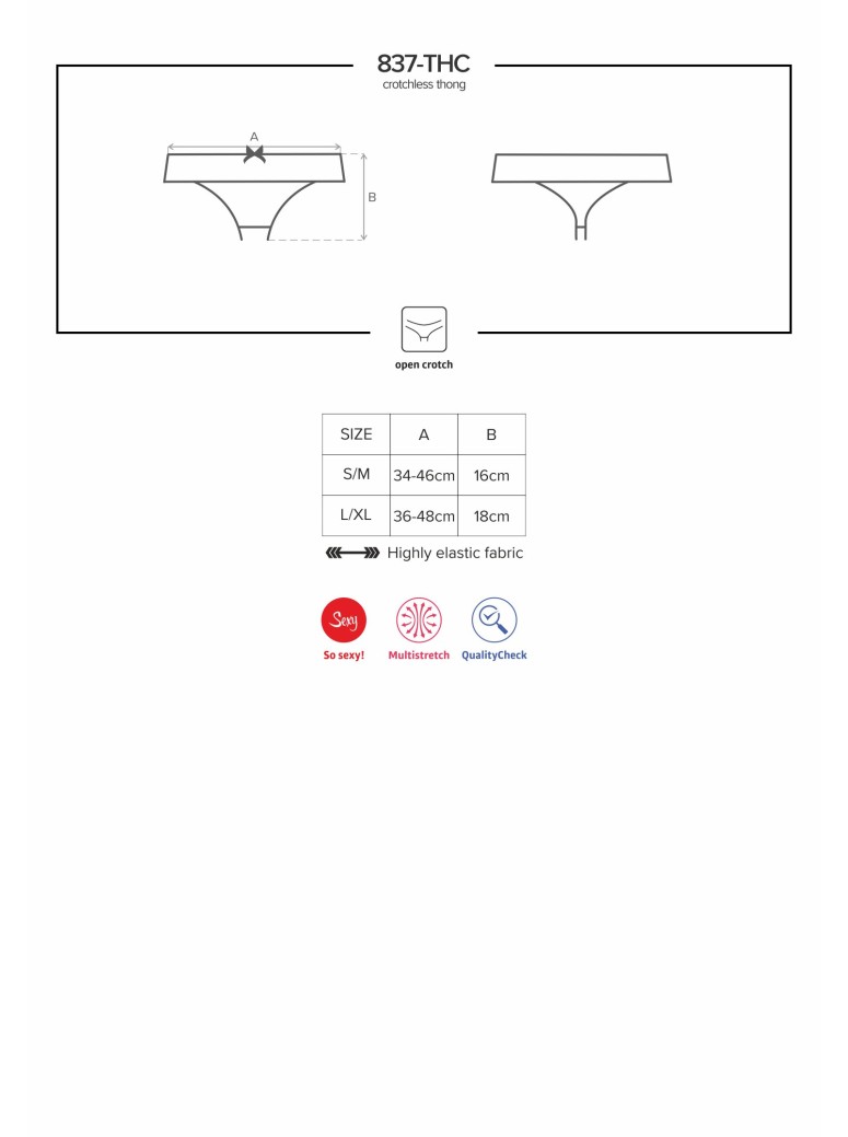 Obsessive Lingerie provocante perizoma aperto in tulle e pizzo nero 837