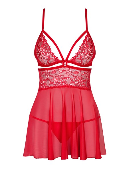 Obsessive Lingerie sexy babydoll in pizzo e tulle rosso con perizoma 838 Obsessive Lingerie sexy babydoll in pizzo e tulle rosso con perizoma 838