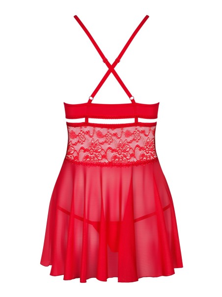 Obsessive Lingerie sexy babydoll in pizzo e tulle rosso con perizoma 838 Obsessive Lingerie sexy babydoll in pizzo e tulle rosso con perizoma 838
