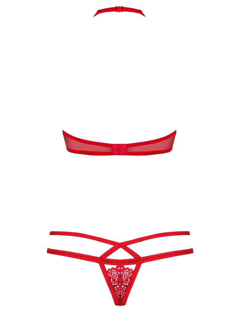 Obsessive Lingerie completo intimo in pizzo rosso collezione 838