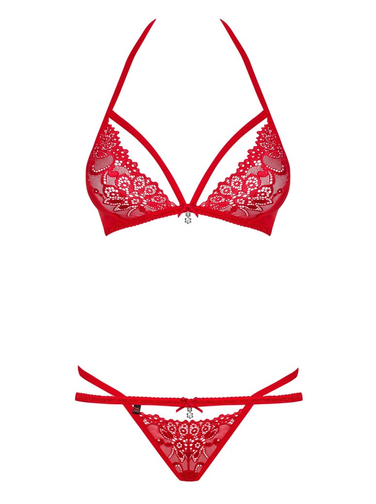 Obsessive Lingerie completo intimo in pizzo rosso collezione 838