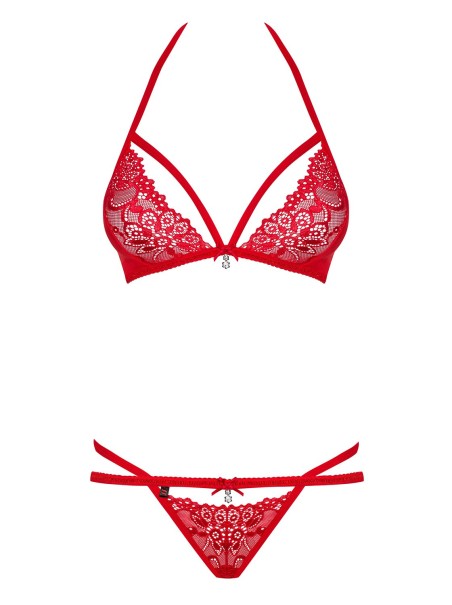 Obsessive Lingerie completo intimo in pizzo rosso collezione 838