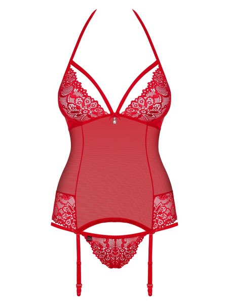 Obsessive Lingerie corsetto in pizzo rosso con perizoma collezione 838 Obsessive Lingerie corsetto in pizzo rosso con perizoma collezione 838
