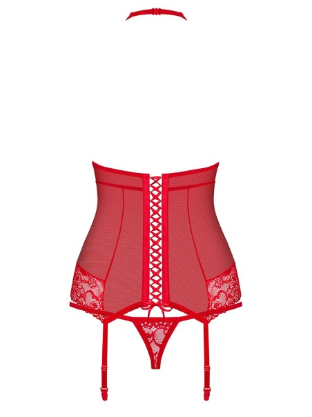Obsessive Lingerie corsetto in pizzo rosso con perizoma collezione 838 Obsessive Lingerie corsetto in pizzo rosso con perizoma collezione 838