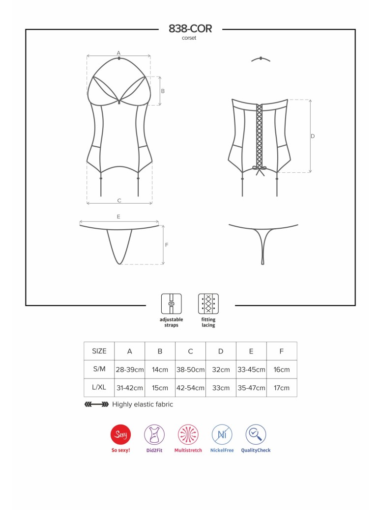 Obsessive Lingerie corsetto in pizzo rosso con perizoma collezione 838