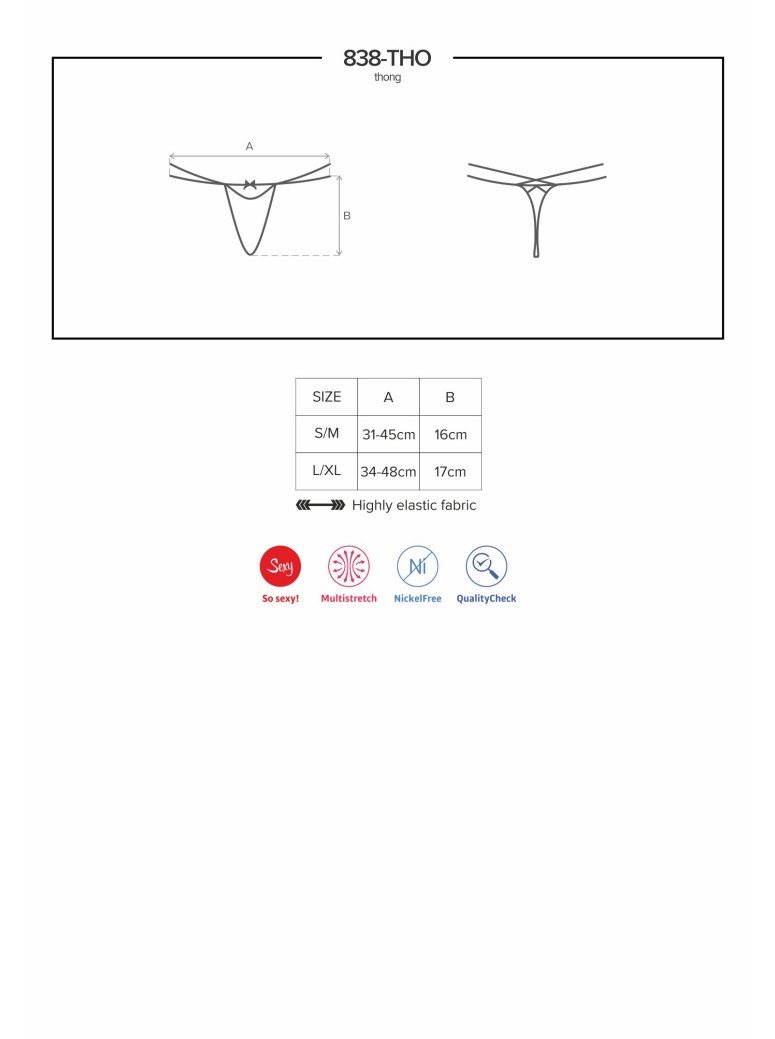 Obsessive Lingerie sexy perizoma in pizzo nero collezione 838