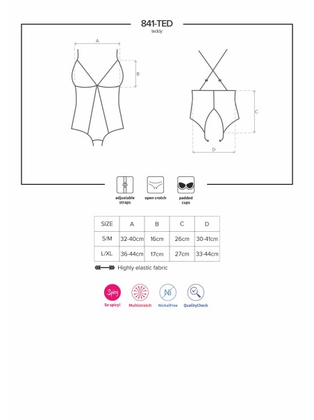 Obsessive Lingerie sexy body aperto con leggera imbottitura 841 Obsessive Lingerie sexy body aperto con leggera imbottitura 841