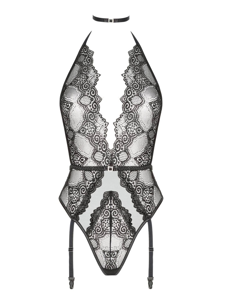 Beauty Night Lingerie sexy body reggicalze in pizzo nero Adelaide