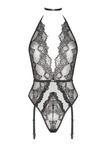 Beauty Night Lingerie sexy body reggicalze in pizzo nero Adelaide