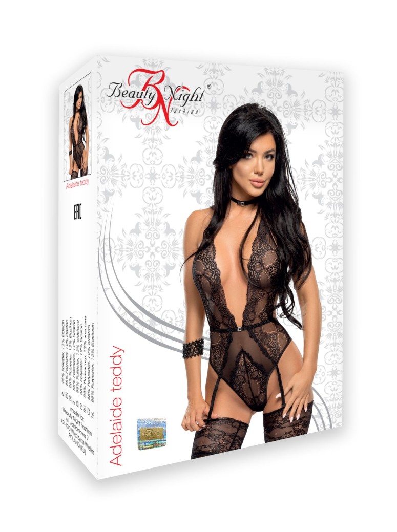 Beauty Night Lingerie sexy body reggicalze in pizzo nero Adelaide