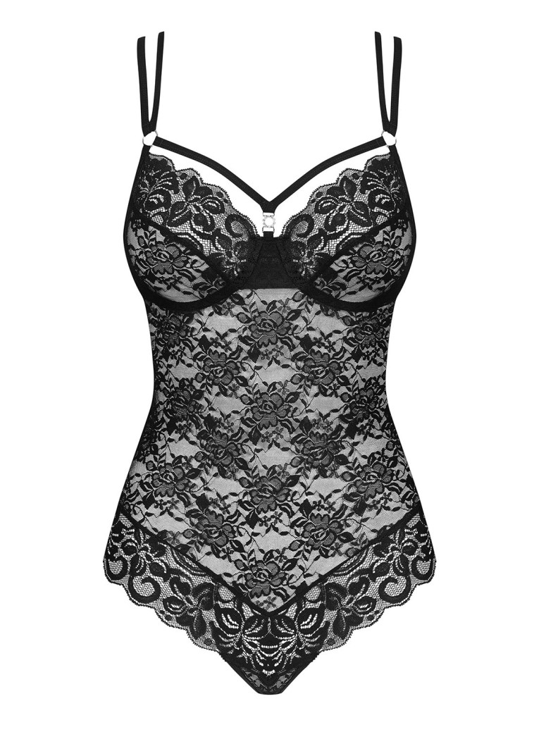 Obsessive Lingerie body in pizzo nero con ferretto 860