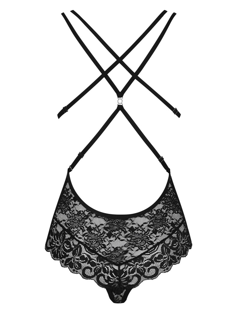 Obsessive Lingerie body in pizzo nero con ferretto 860