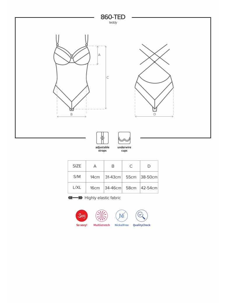 Obsessive Lingerie body in pizzo nero con ferretto 860