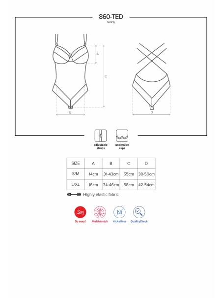 Obsessive Lingerie body in pizzo nero con ferretto 860 Obsessive Lingerie body in pizzo nero con ferretto 860