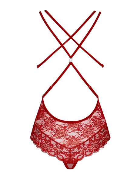 Obsessive Lingerie body in pizzo rosso con ferretto 860