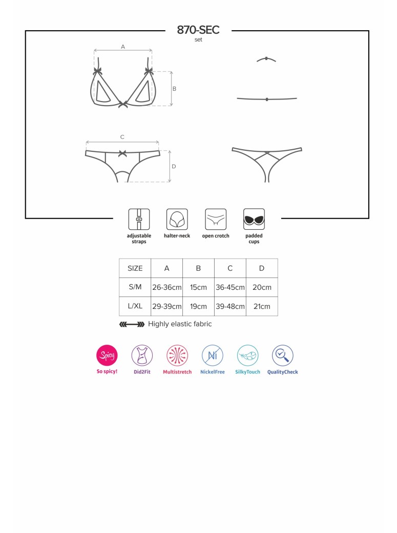 Obsessive  sexy lingerie rossa con reggiseno e perizoma aperti 870