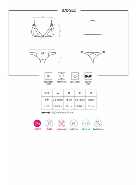 Obsessive  sexy lingerie rossa con reggiseno e perizoma aperti 870
