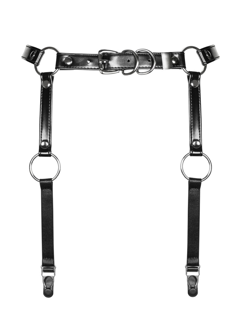 Obsessive Lingerie reggicalze in ecopelle con anelli A741