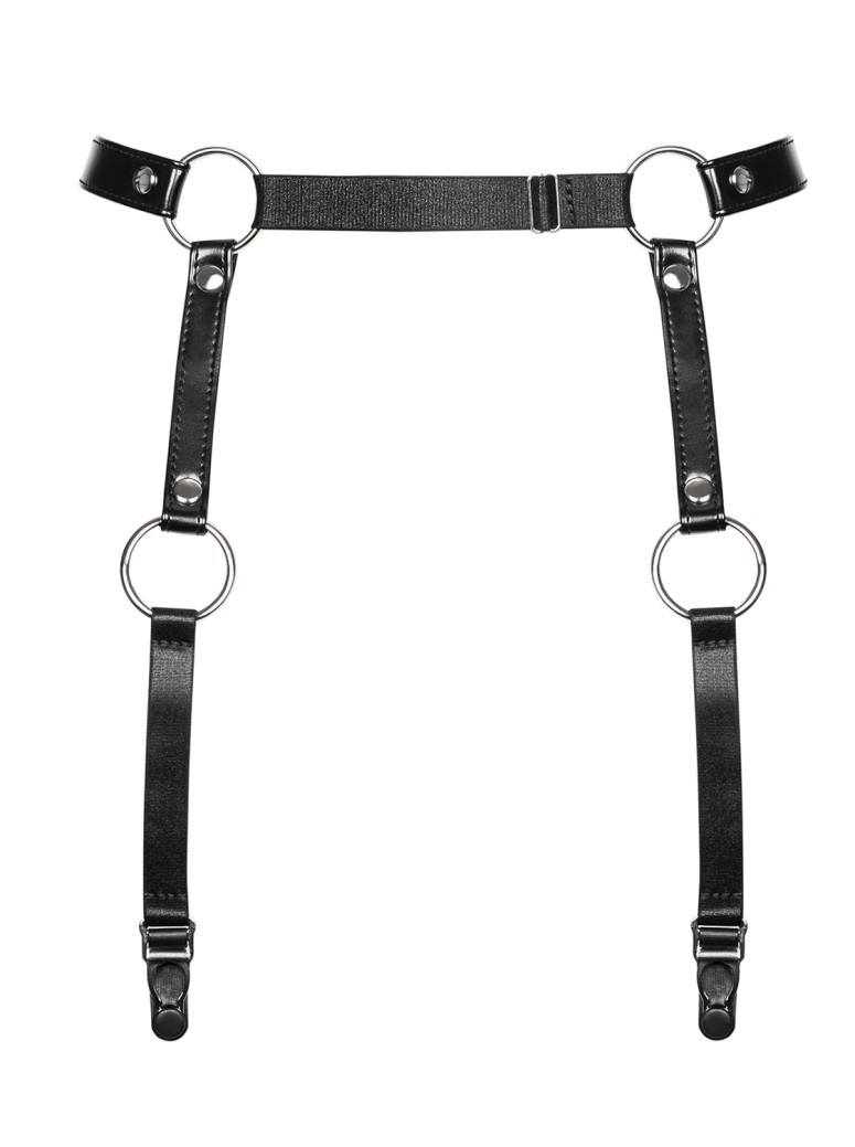 Obsessive Lingerie reggicalze in ecopelle con anelli A741