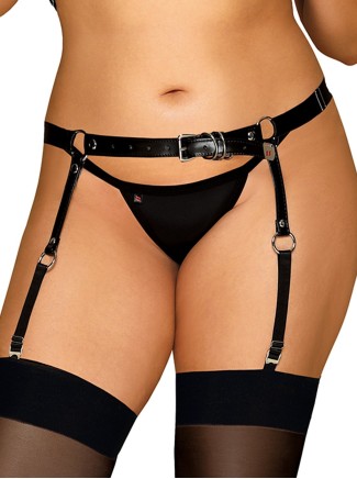 Obsessive Lingerie reggicalze in ecopelle XXL A756