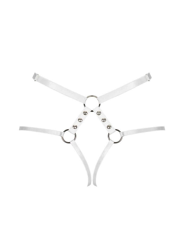 Obsessive Lingerie harness perizoma bianca A758