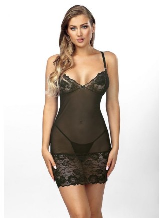 Anais Lingerie Lucretia sexy chemise in tulle e pizzo nero