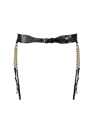 Obsessive Lingerie reggicalze in ecopelle con catenine dorate XXL A767