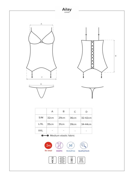 Obsessive Lingerie corsetto in raso lucido con perizoma Ailay Obsessive Lingerie corsetto in raso lucido con perizoma Ailay