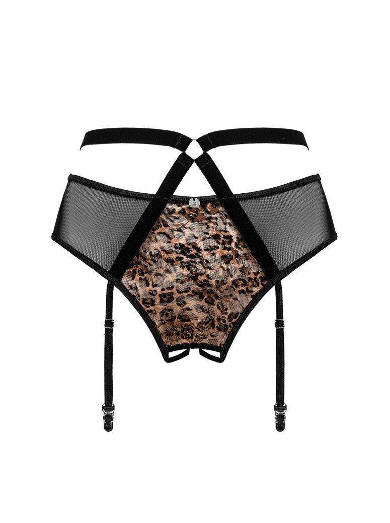 Obsessive Lingerie sexy reggicalze 2 in 1 nero-maculato Allunes