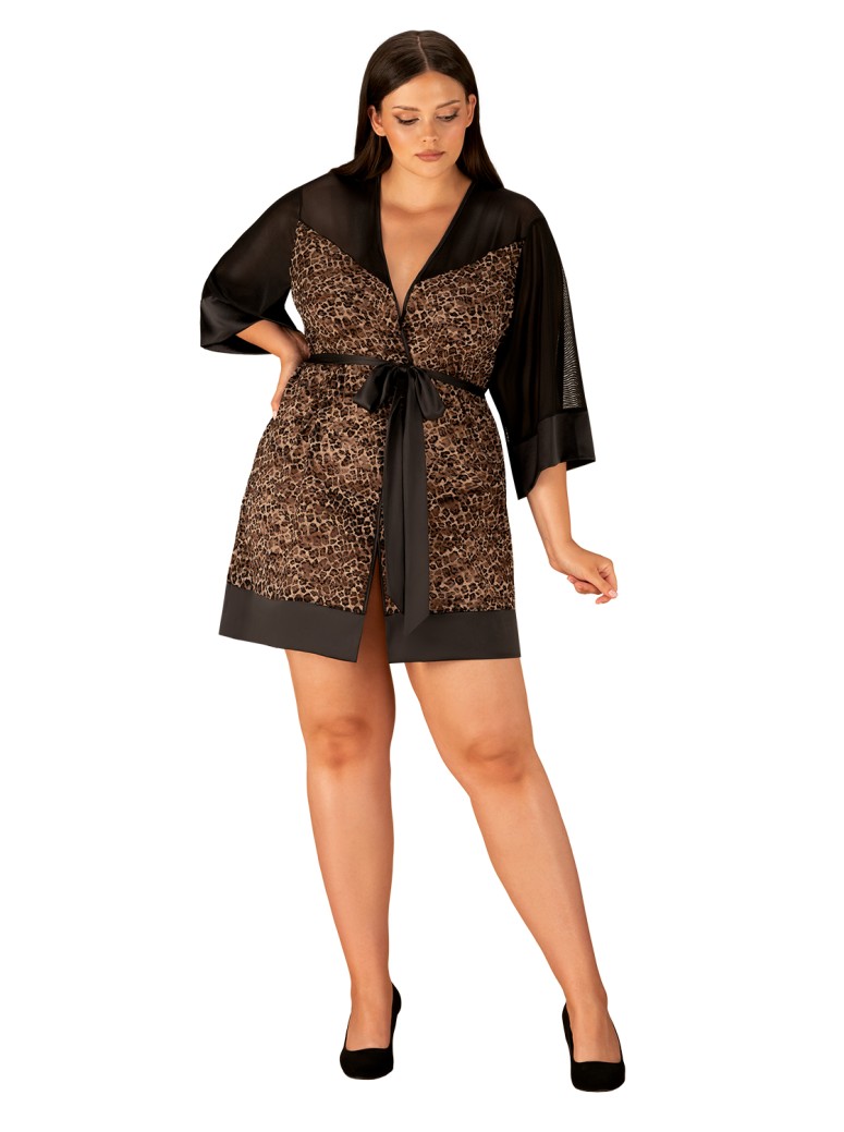 Obsessive Lingerie vestaglia maculata con cinturino Allunes