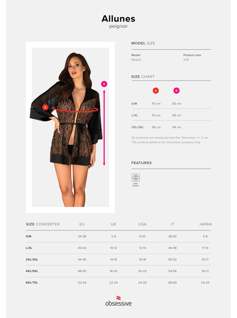 Obsessive Lingerie vestaglia maculata con cinturino Allunes