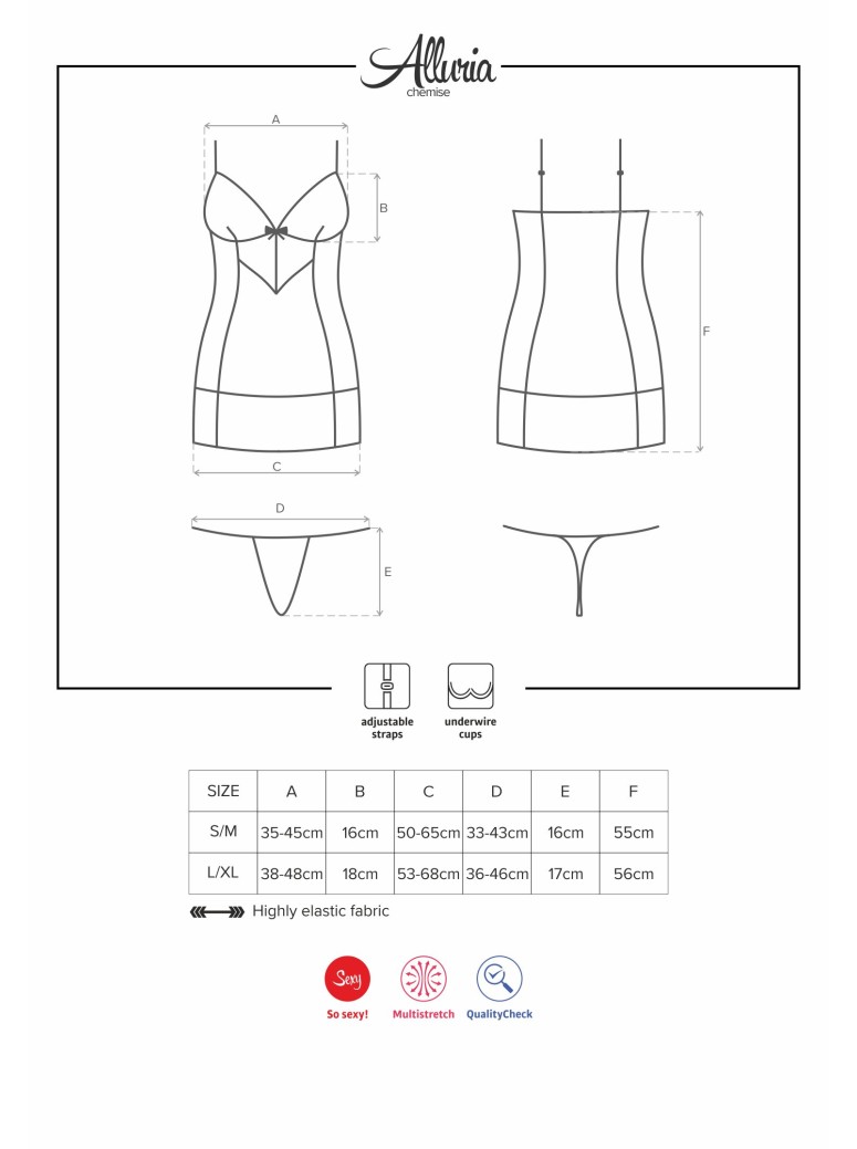 Obsessive Lingerie chemise con perizoma collezione Alluria