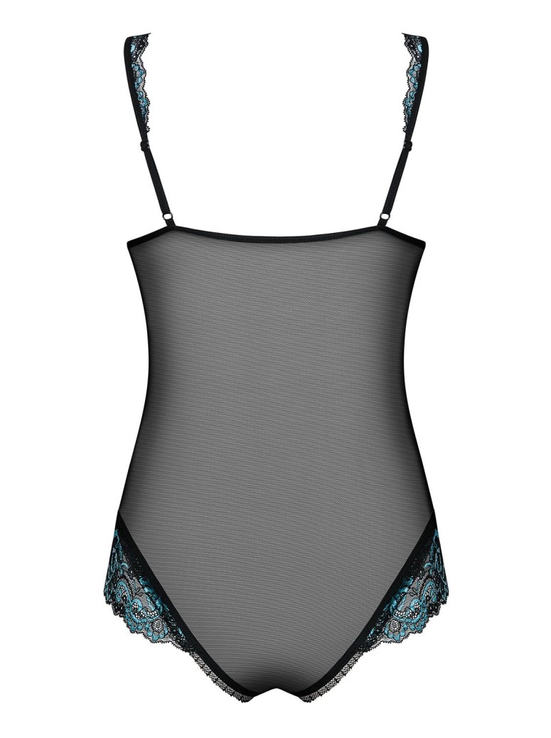 Obsessive sexy body aperto rete trasparente e pizzo turchese Amanta