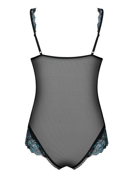 Obsessive sexy body aperto rete trasparente e pizzo turchese Amanta