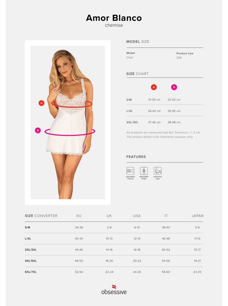 Obsessive Lingerie sottoveste da sposa con perizoma Amor Blanco