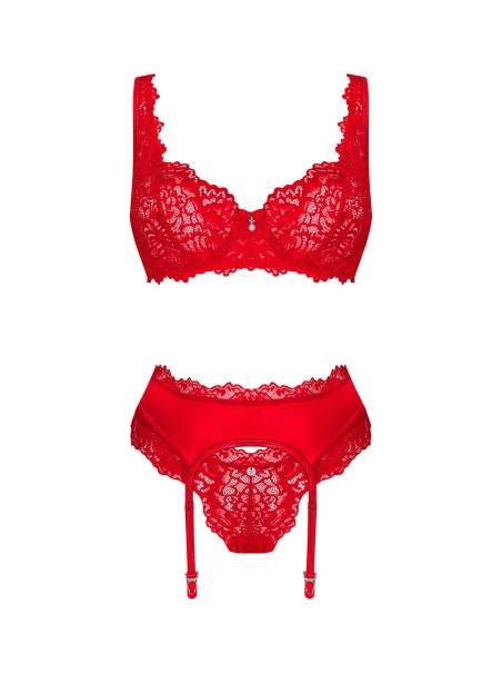 Obsessive Lingerie completino intimo rosso con reggicalze Amor Cherris