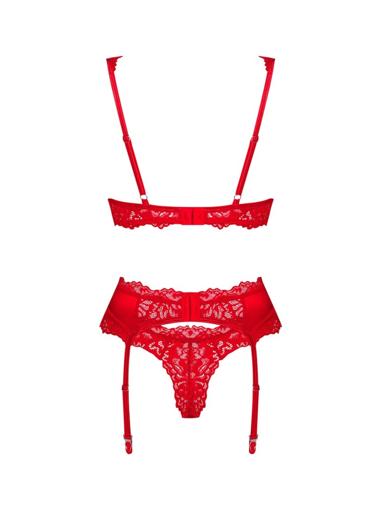 Obsessive Lingerie completino intimo rosso con reggicalze Amor Cherris