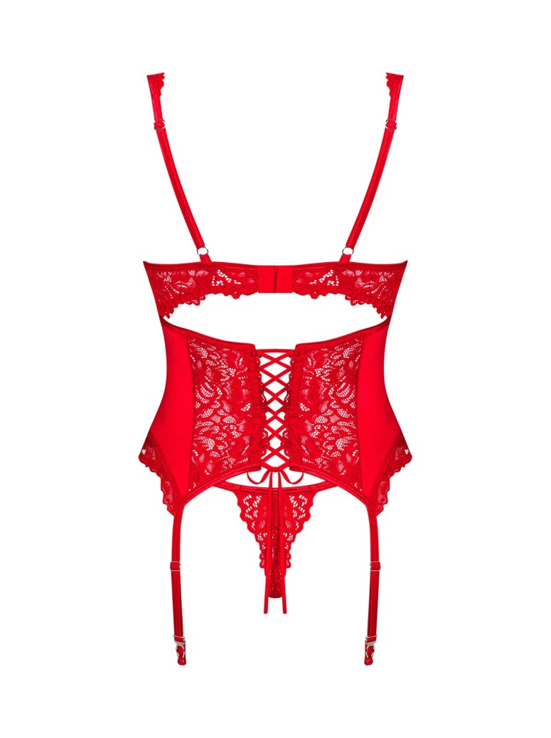 Obsessive Lingerie corsetto rosso con perizoma collezione Amor Cherris