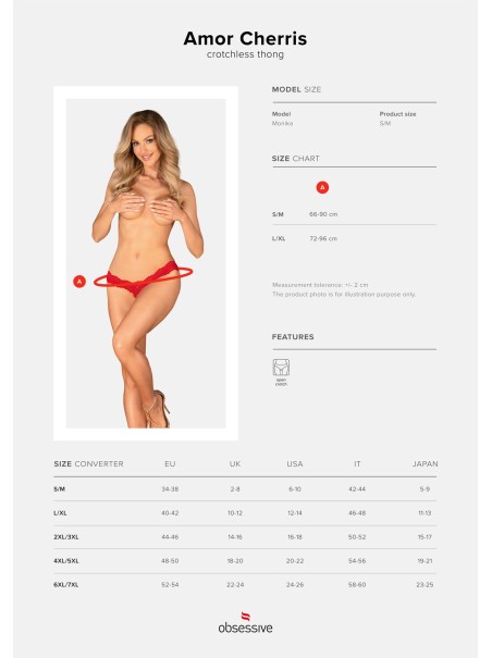 Obsessive sexy perizoma aperto in pizzo rosso collezione Amor Cherris