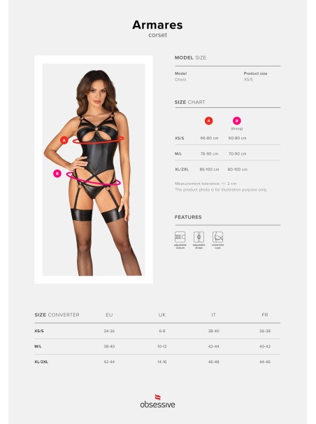 Obsessive Lingerie sexy corsetto wetlook con perizoma collezione Armares