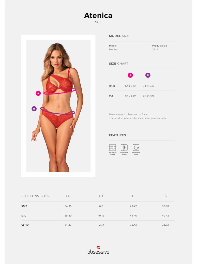 Obsessive Lingerie completino in pizzo rosso collezione Atenica